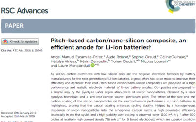 Nanomakers publie un article chez RSC Advances sur l’intérêt de nano Silicium dans les batteries